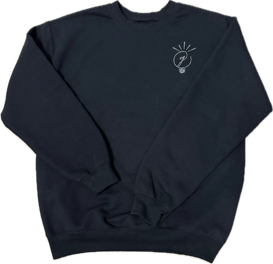 Black "Light" Embroidered Crewneck