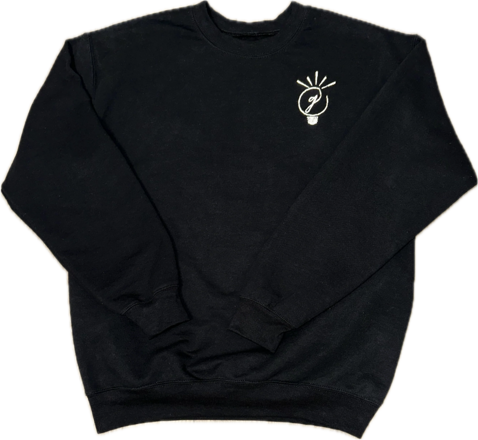 Black "Light" Reflective Embroidered Crewneck