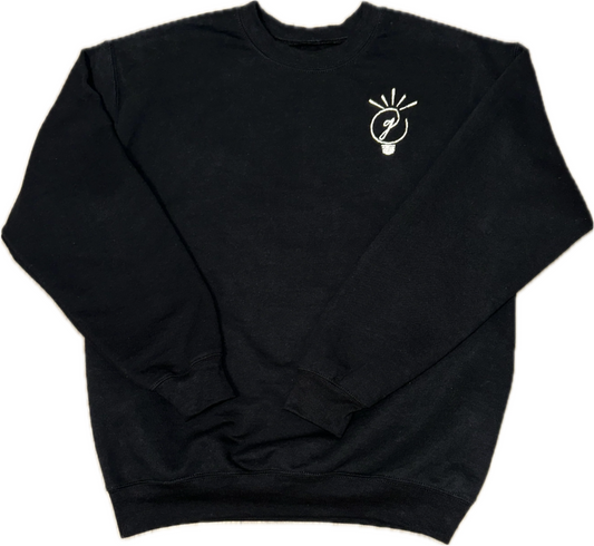 Black "Light" Reflective Embroidered Crewneck