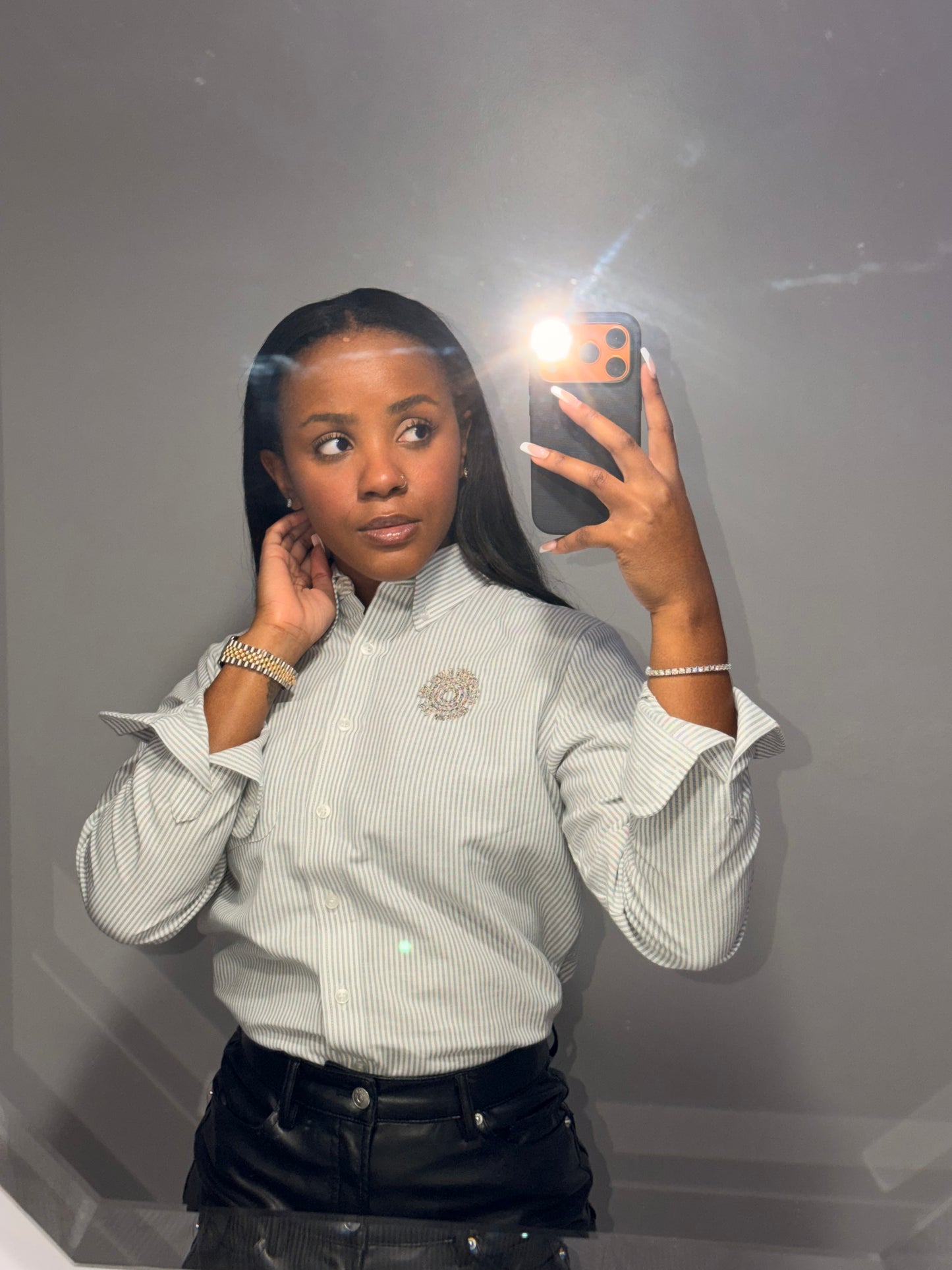 GRAY Striped Button Down Shirt [Pre-Order]